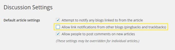 Disable Pingbacks