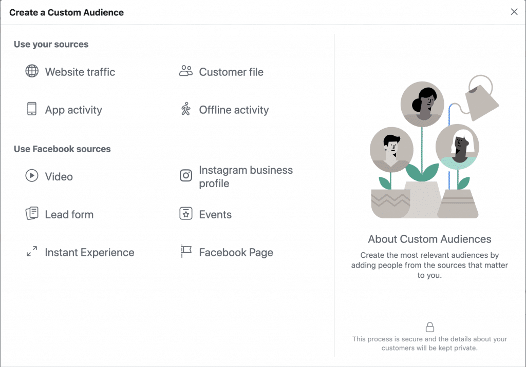 Facebook Custom Audience Options