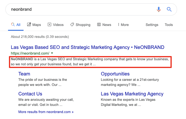 SEO Oversight: Meta Description in SERP